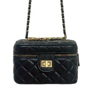 Vintage Black Quilted Crossbody Bag